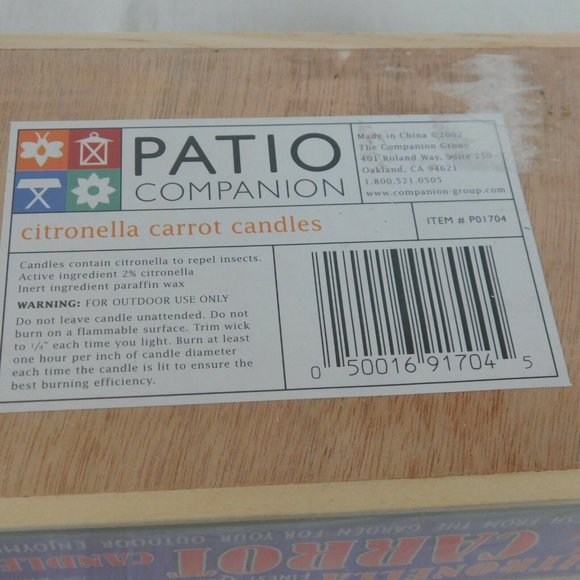 Carrot Shaped Citronella Candles Wooden Box Set of 3 Vegetables Patio Companion - Picture 9 of 9